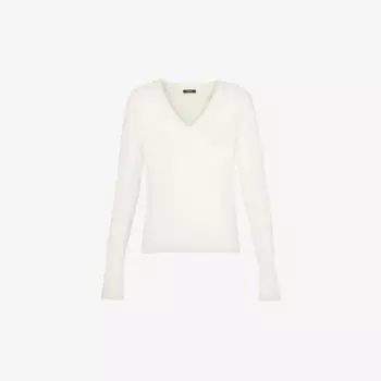 Кашемировый джемпер с V-образным вырезом Joseph, слоновая кость