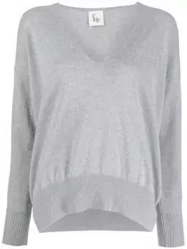 Кашемировый джемпер с V-образным вырезом PAULA, серый