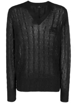 Кашемировый джемпер с вышитым логотипом ETRO, серый