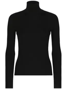 Кашемировый джемпер с высоким воротником DOLCE & GABBANA, черный