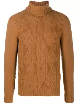 Кашемировый джемпер с высоким воротником Drumohr, коричневый