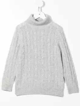 Кашемировый джемпер с высоким воротником N.PEAL KIDS, серый