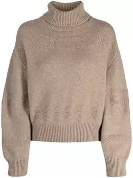 Кашемировый джемпер с высоким воротником Pringle of Scotland, коричневый