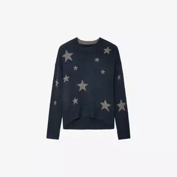 Кашемировый джемпер свободного кроя Markus со звездами Zadig&Voltaire, цвет vert de gris