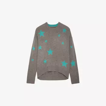 Кашемировый джемпер свободного кроя Markus со звездами Zadig&Voltaire, коричневый