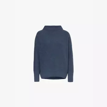 Кашемировый джемпер свободного кроя с воротником-воронкой Vince, серый