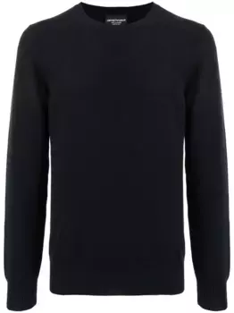 Кашемировый джемпер тонкой вязки EMPORIO ARMANI, синий