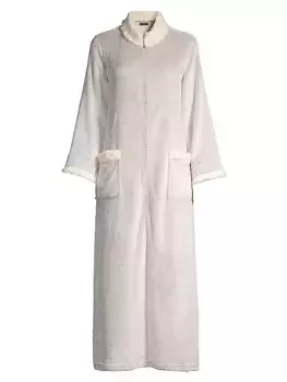 Кашемировый халат с отделкой из шерпы на молнии Natori, цвет cas