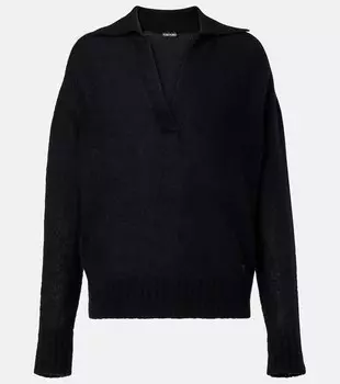 Кашемировый и шёлковый поло свитер Tom Ford, черный