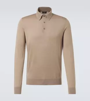 Кашемировый и шёлковый поло свитер Zegna, бежевый