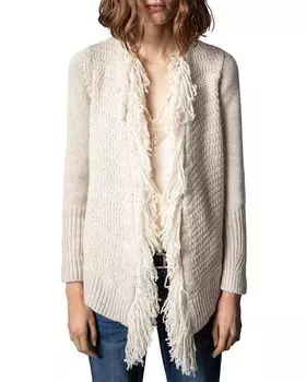 Кашемировый кардиган Daphny с бахромой Zadig & Voltaire, цвет Ivory/Cream