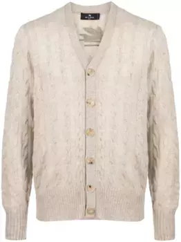 Кашемировый кардиган фактурной вязки ETRO, нейтральный