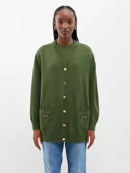 Кашемировый кардиган horsebit Gucci, зеленый