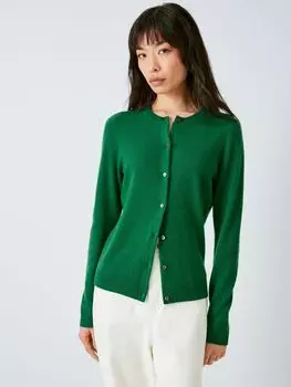 Кашемировый кардиган John Lewis с круглым вырезом темно-зеленый