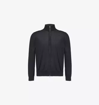 Кашемировый кардиган классического кроя с высоким воротом Dunhill, синий