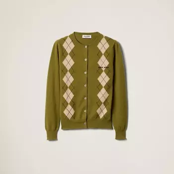 Кашемировый кардиган Miu Miu, зеленый