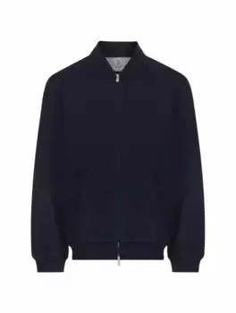 Кашемировый кардиган на молнии Brunello Cucinelli, синий