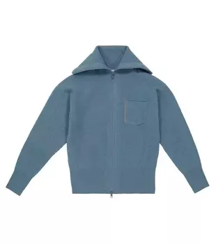Кашемировый кардиган на молнии Brunello Cucinelli, синий