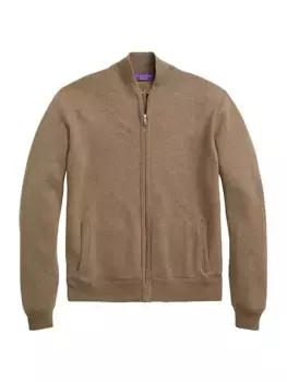 Кашемировый кардиган на молнии Ralph Lauren Purple Label, цвет taupe melange