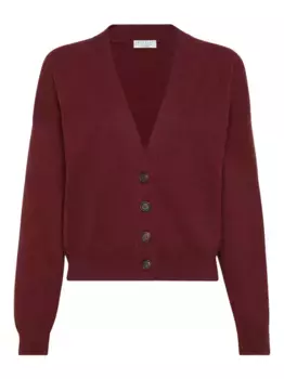 Кашемировый кардиган на пуговицах Brunello Cucinelli, красный