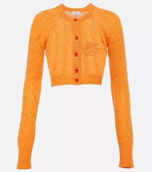 Кашемировый кардиган Pegaso фактурной вязки ETRO, оранжевый