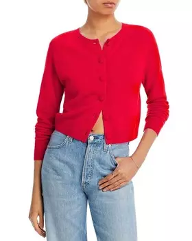 Кашемировый кардиган с круглым вырезом AQUA, красный