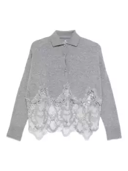 Кашемировый кардиган с кружевом Ermanno Scervino, серый