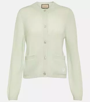 Кашемировый кардиган с узором interlocking g Gucci, зеленый
