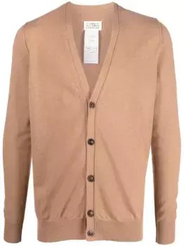Кашемировый кардиган с V-образным вырезом MAISON MARGIELA, коричневый