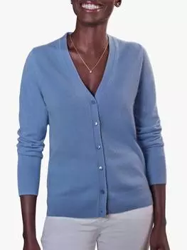 Кашемировый кардиган с v-образным вырезом Pure Collection, синий
