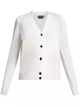 Кашемировый кардиган с V-образным вырезом TOM FORD, белый