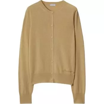 Кашемировый кардиган с вышитым логотипом Burberry, хаки