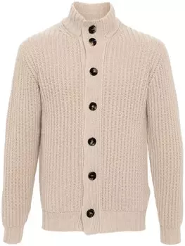 Кашемировый кардиган с высоким воротником Dell'oglio, нейтральный цвет