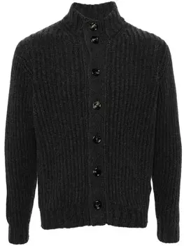 Кашемировый кардиган с высоким воротником Dell'oglio, серый