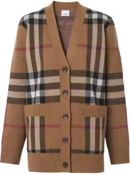 Кашемировый кардиган в клетку BURBERRY, коричневый