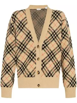 Кашемировый кардиган в клетку Burberry, серый