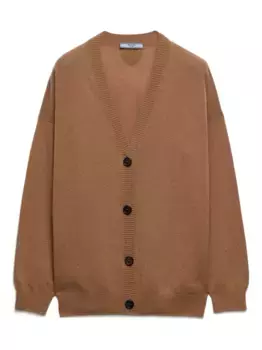 Кашемировый кардиган в рубчик Prada, коричневый