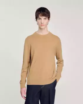 Кашемировый мужской свитер Sandro, цвет Camel