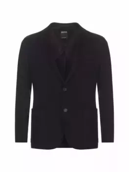 Кашемировый однобортный пиджак Zegna, тёмно-синий