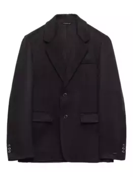 Кашемировый пиджак с заостренными лацканами Prada, черный