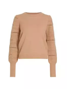 Кашемировый пуловер с объемными рукавами Elie Tahari, цвет fossil