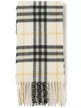 Кашемировый шарф Burberry в клетку, белый