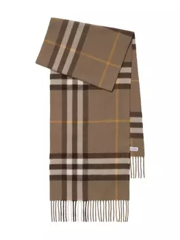 Кашемировый шарф Burberry в клетку, коричневый