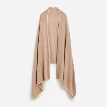 Кашемировый шарф-обертка большого размера связанный обметочным стежком J.Crew, белый