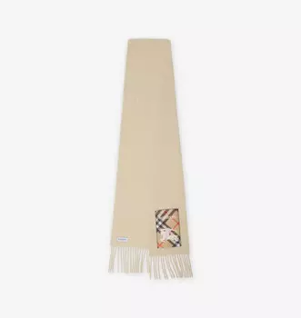 Кашемировый шарф с бахромой Brand-Patch Burberry, цвет nutmeg
