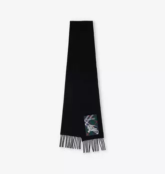 Кашемировый шарф с бахромой Brand-Patch Burberry, черный