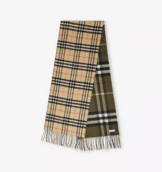 Кашемировый шарф с бахромой и принтом в клетку Burberry, мультиколор