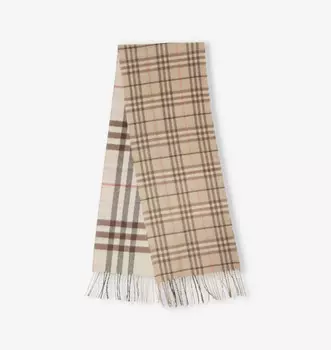 Кашемировый шарф с бахромой и принтом в клетку Burberry, мультиколор