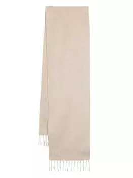Кашемировый шарф с бахромой Max Mara, бежевый