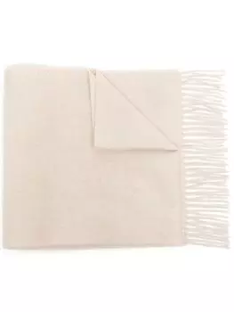 Кашемировый шарф с бахромой N.Peal, белый